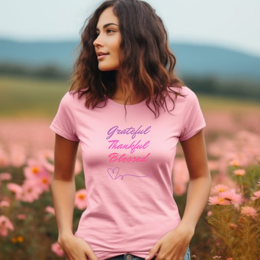 GRATEFUL THANKFUL BLESSED - Women's Favorite Tee (SLIM FIT) (5 colors)