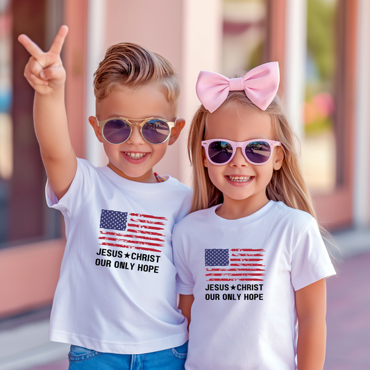 JESUS CHRIST OUR ONLY HOPE - Patriotic Toddler Tee (3 colors)
